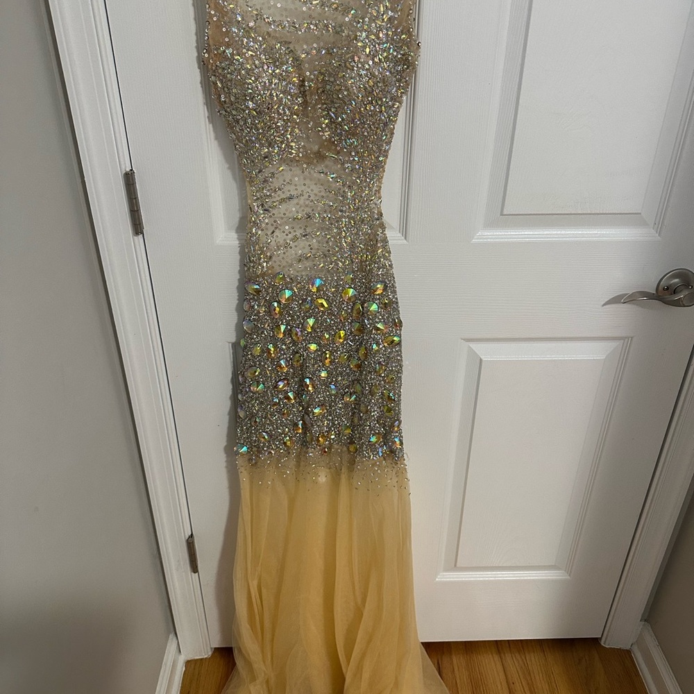 Jovani Silver Sequin Prom Dress
